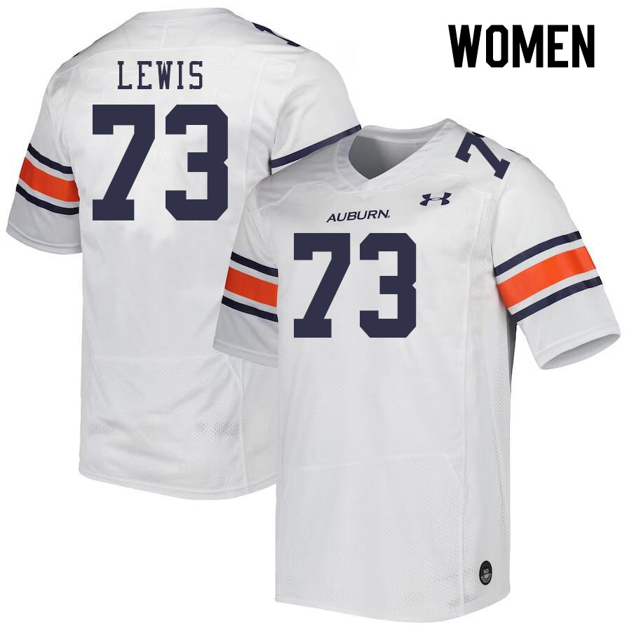 Women #73 Percy Lewis Auburn Tigers College Football Jerseys Stitched-White